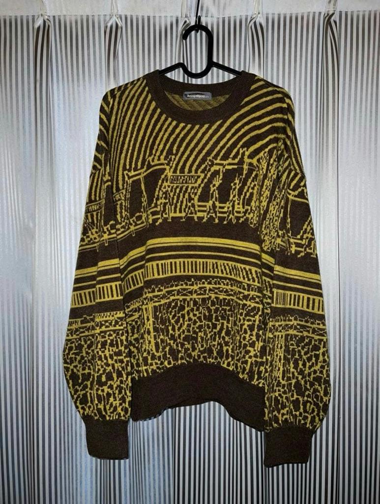 希少)初期 80s ISSEY MIYAKE 総柄ニットセーター 名作 筆タグ 本人期