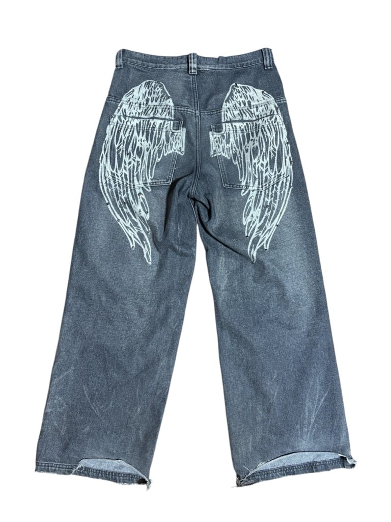Jaded London デニム W30 バギー ワイド フェード加工 ウィング