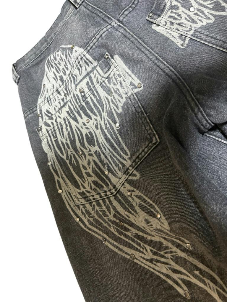Jaded London デニム W30 バギー ワイド フェード加工 ウィング