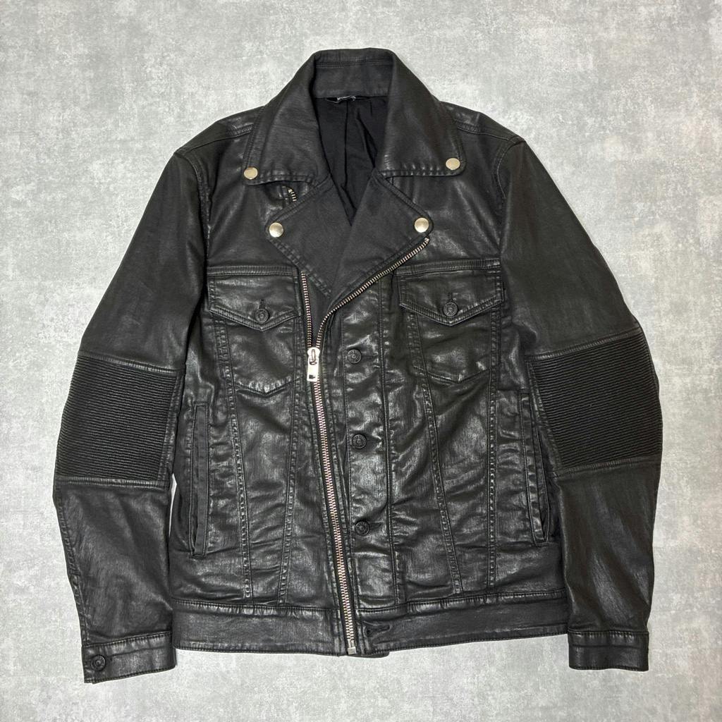 DIESEL 20AW コーティング デニム ライダースジャケット ブラック