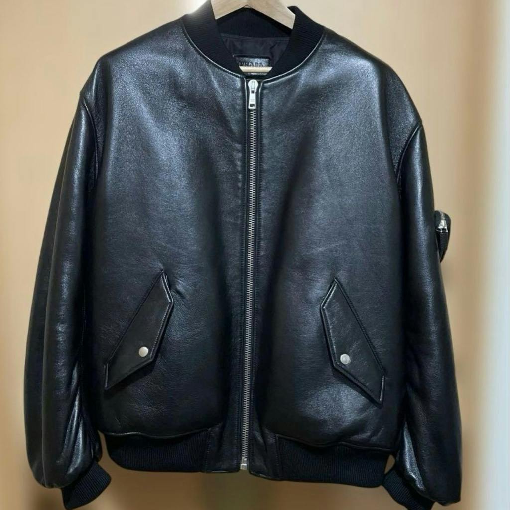 PRADA プラダ ボンバージャケット ラフシモンズ 21aw PRADA プラダ 21AW オーバーサイズ レザー ボンバージャケット ma1