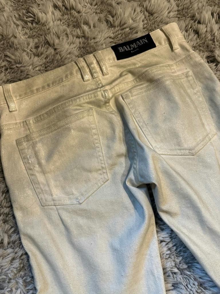 Balmain コーティング バイカーデニム ホワイト 30 - ARCHIVESTOCK