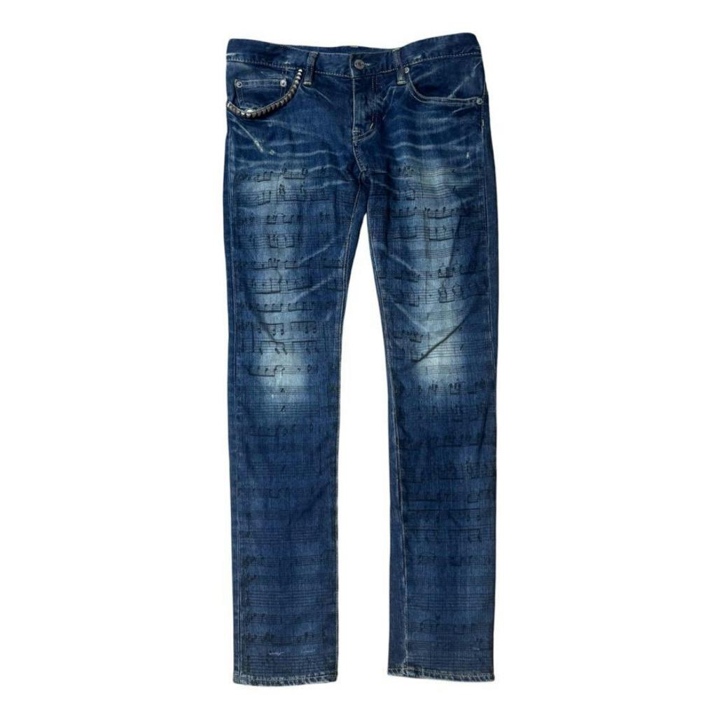 ヒステリックグラマー音符デニムlazydoll着用archiveチャップ 名作 HYSTERIC GLAMOUR 音符 スタッズ スキニー デニム パンツ