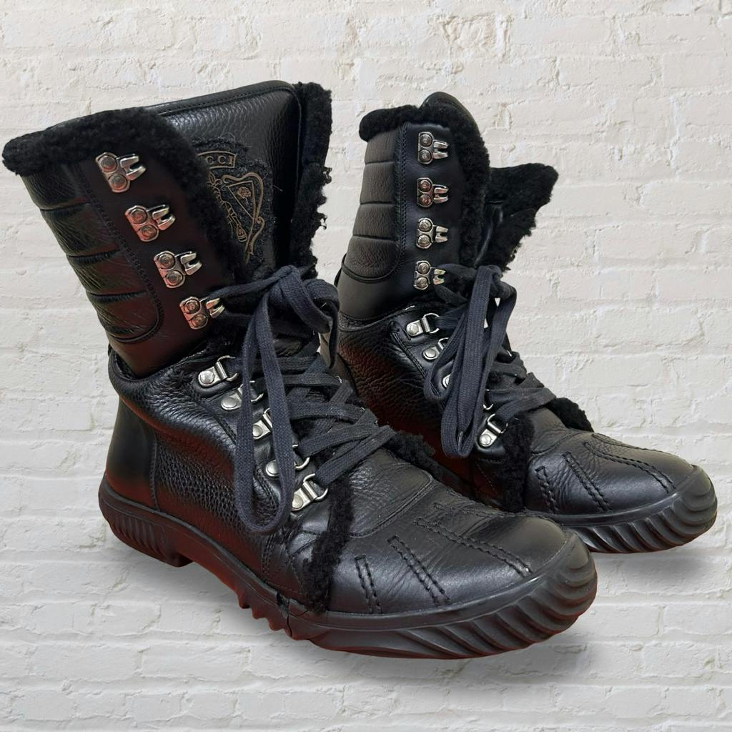 GUCCI レースアップ コンバットブーツ ブラック 11 GUCCI 2007AW レースアップ コンバットブーツ - ARCHIVESTOCK