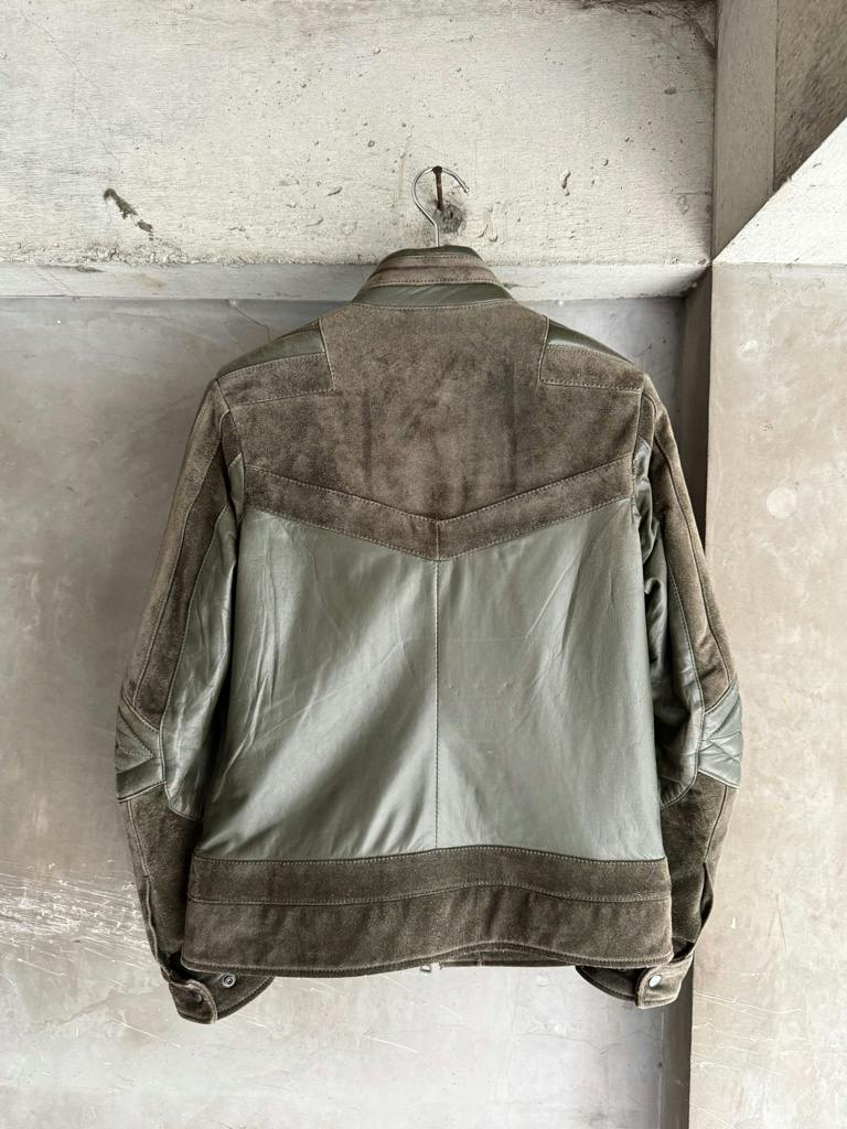 ジャケット・アウター PRADA archive 80s 2000s PRADA Archive Panelled Leather Moto Jacket - ARCHIVESTOCK