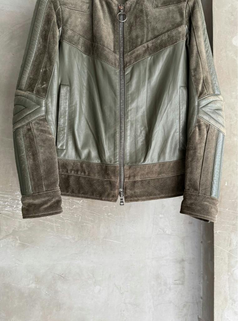 2000s PRADA Archive Panelled Leather Moto Jacket - ARCHIVESTOCK