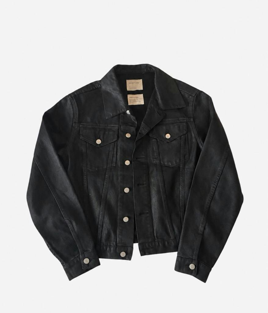 HELMUT LANG 1999 Coated Black Denim Jacket 46 - ARCHIVESTOCK