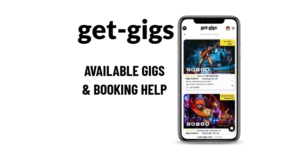 Available Live Gigs & Tour Booking Help