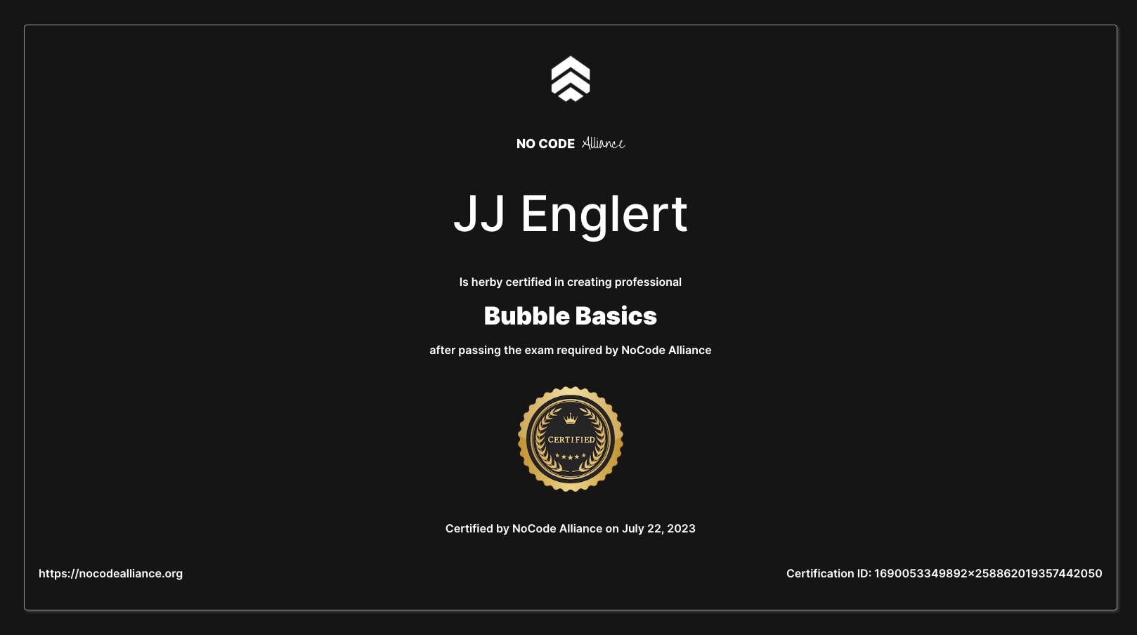 Free Bubble Certification | NoCode Alliance