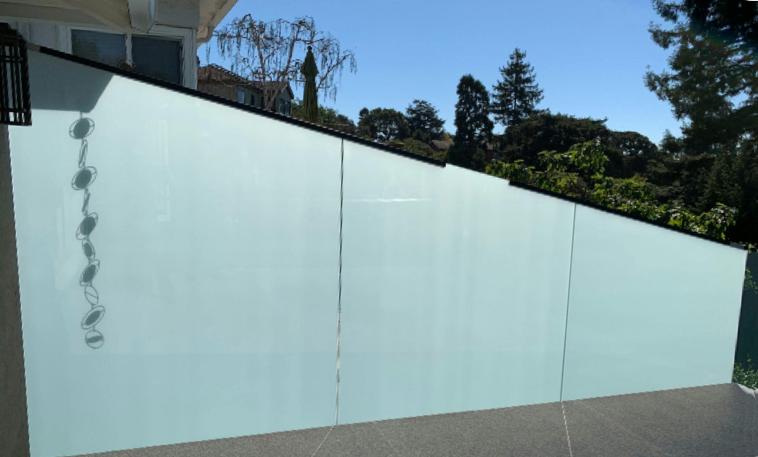 Angled Exterior Railing | Frosted Glass Privacy Screen