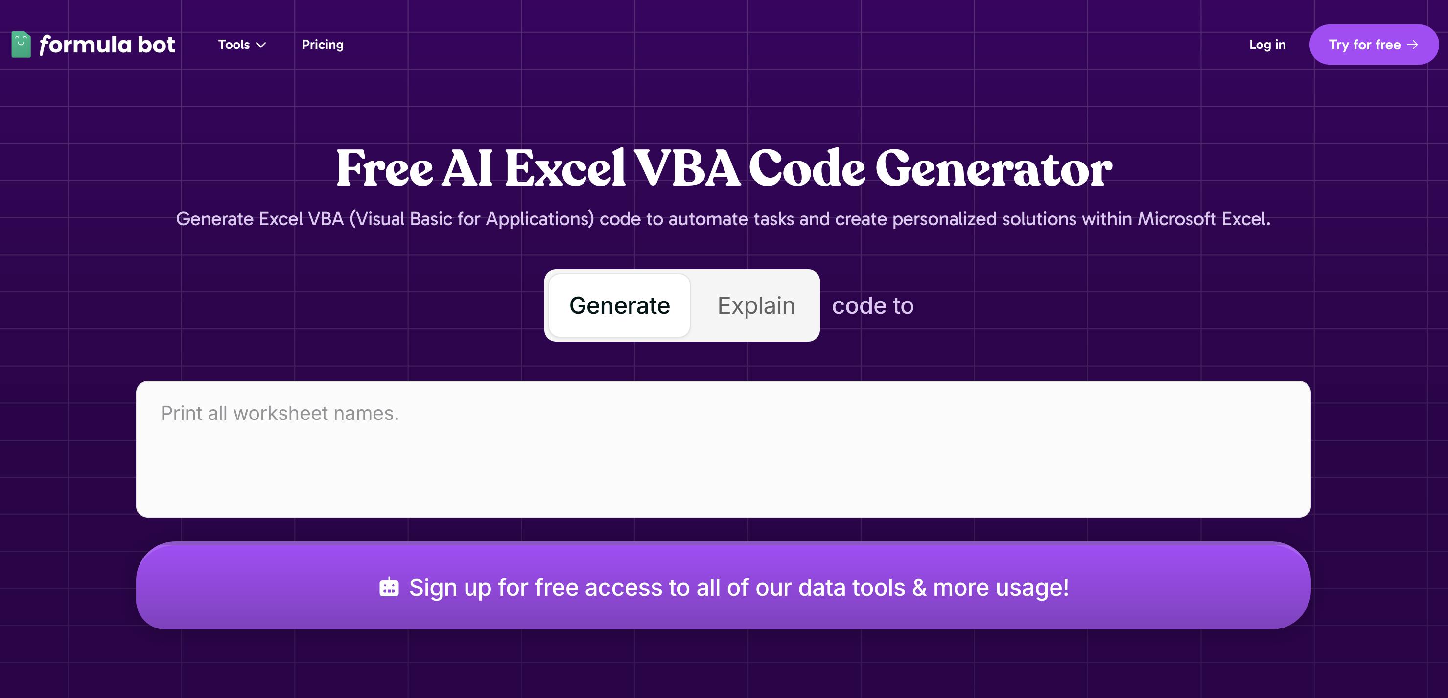 Free AI Excel VBA Code Generator - No Signup Required!