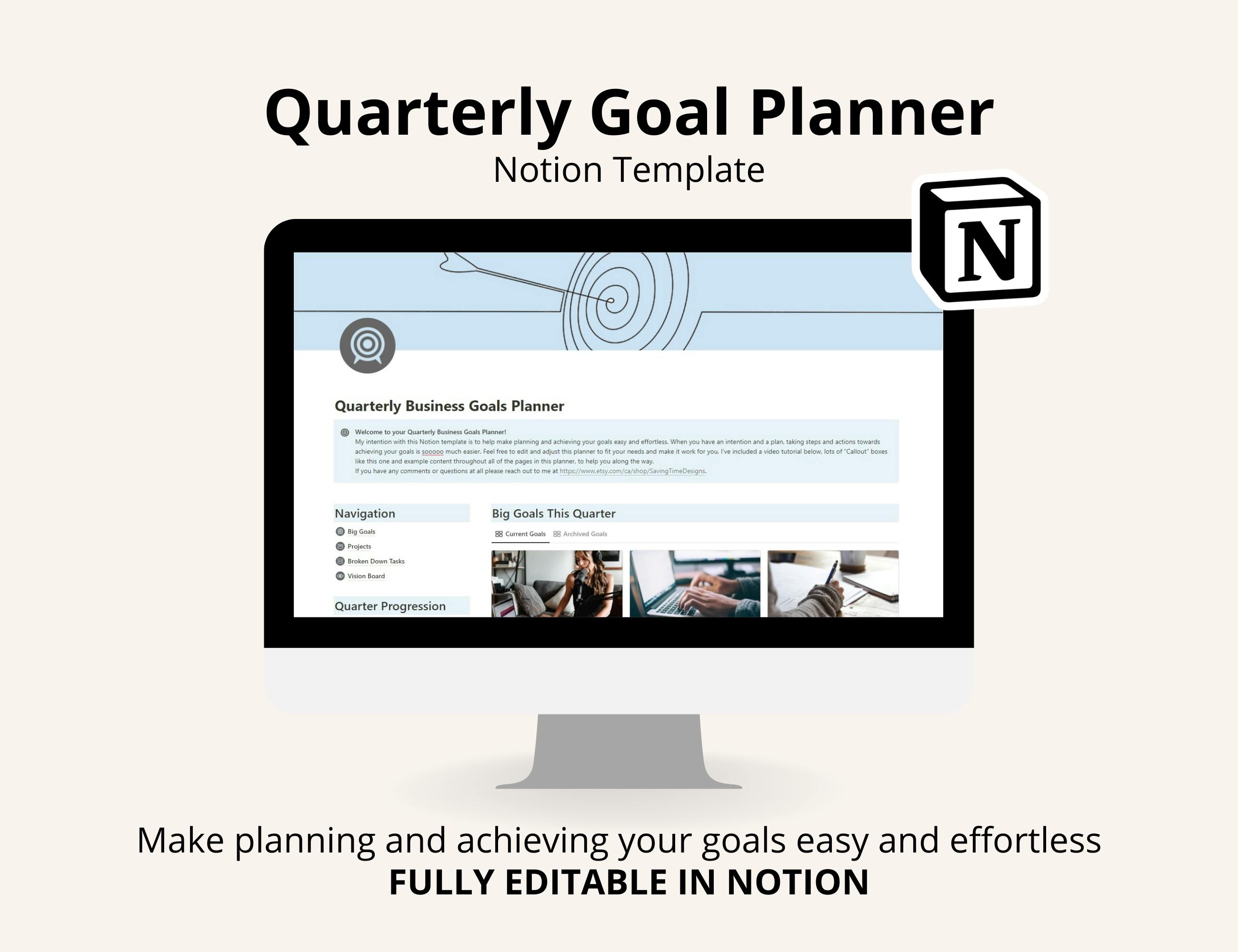 Quarterly Goal Planner Notion Template — Buy & Sell Templates On Notion ...