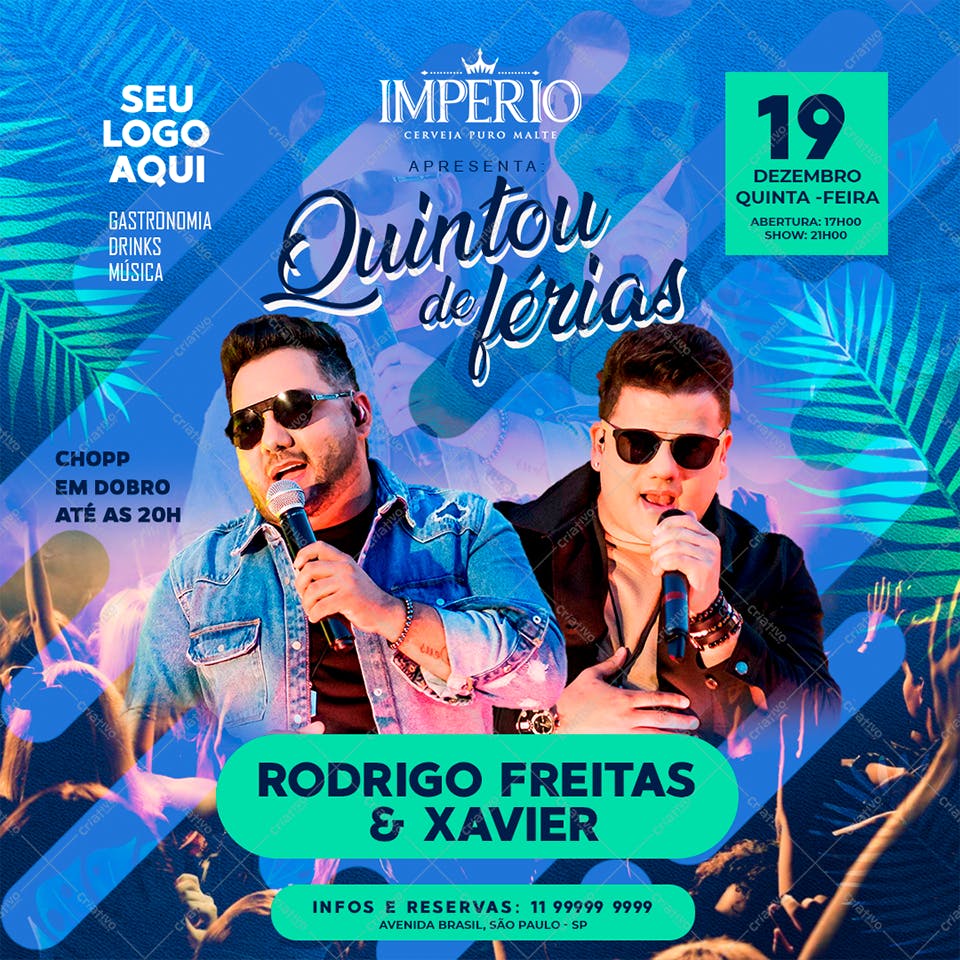 Flyer para Show Musical Rodrigo Freitas & Xavier PSD Editável