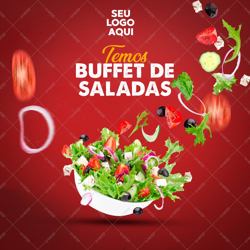 Post para Redes Sociais Buffet de Saladas PSD Editável