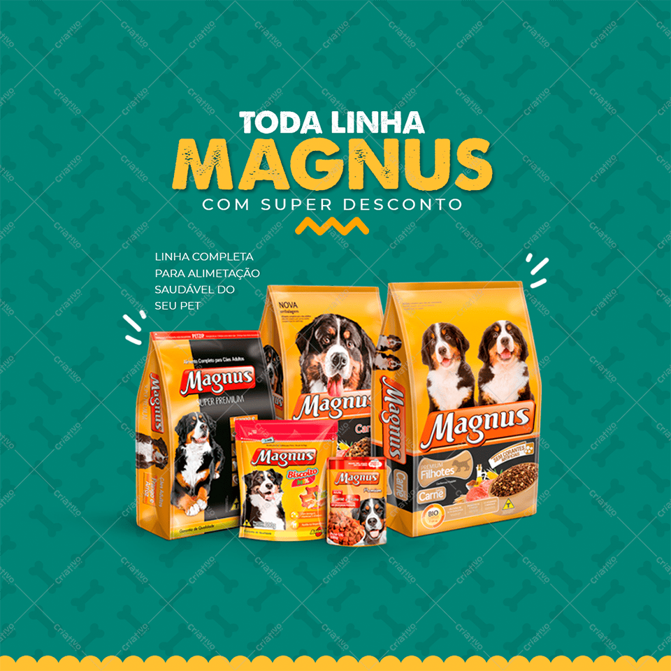 Banner Ração Magnus para Pet Shop PSD Editável