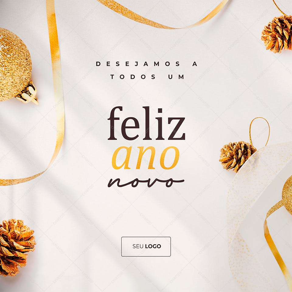 Post para Instagram Feliz Ano Novo PSD Editável