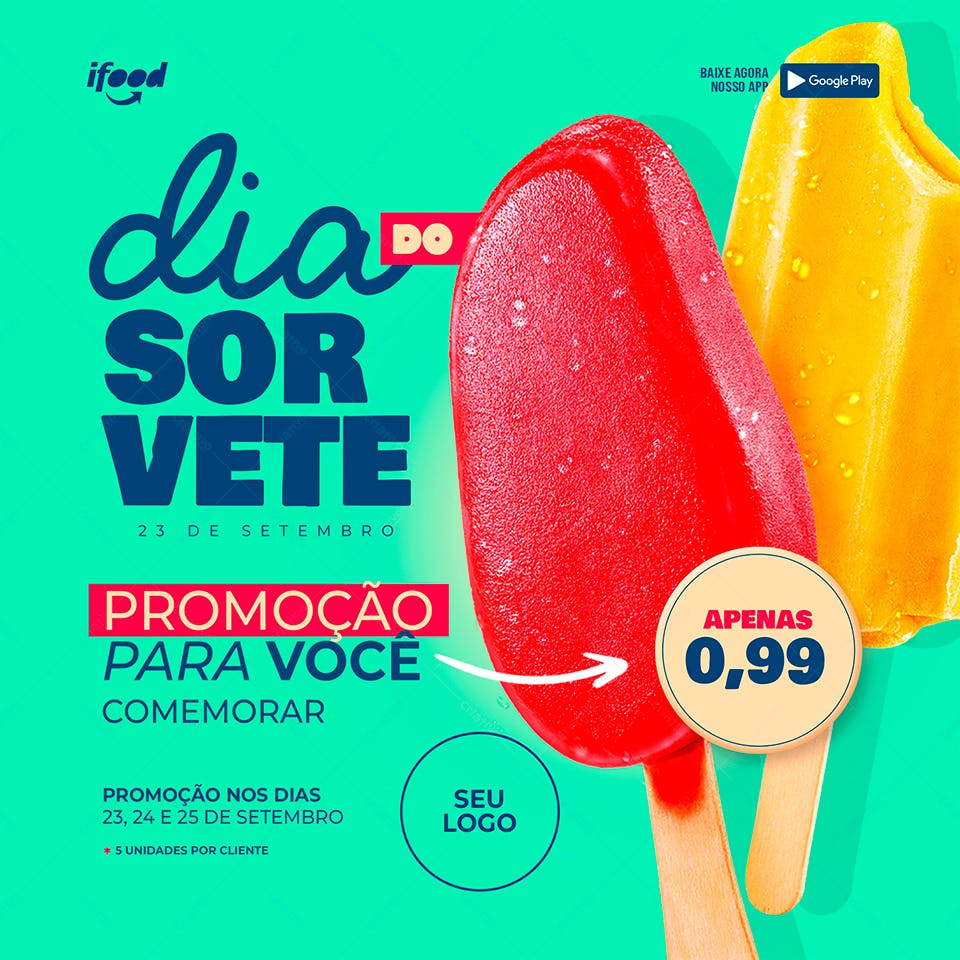 Template Flyer Dia do Sorvete PSD Editável