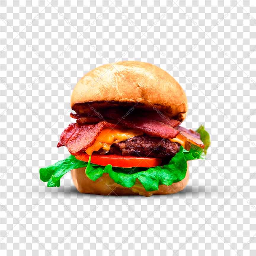 Banner hambúrguer bacon PNG com fundo transparente