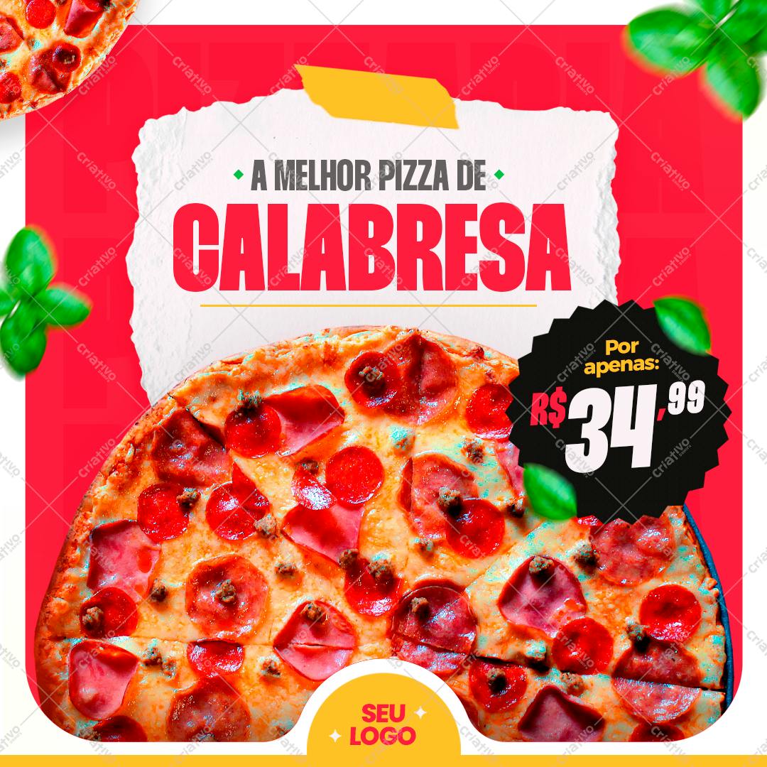 Template de Post para Redes Sociais Pizza Calabresa PSD Editável