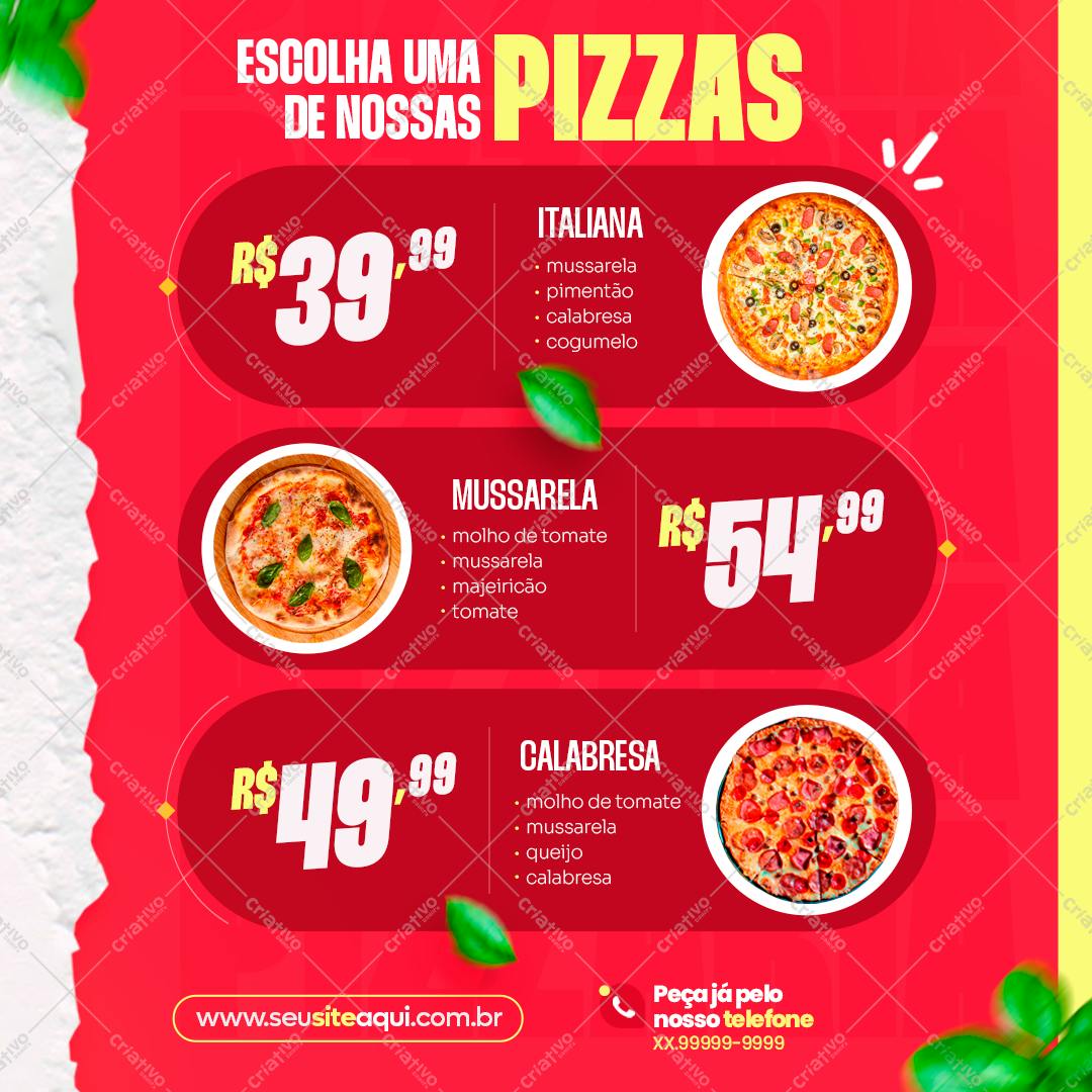 Cardápio de Pizzas Deliciosas PSD Editável