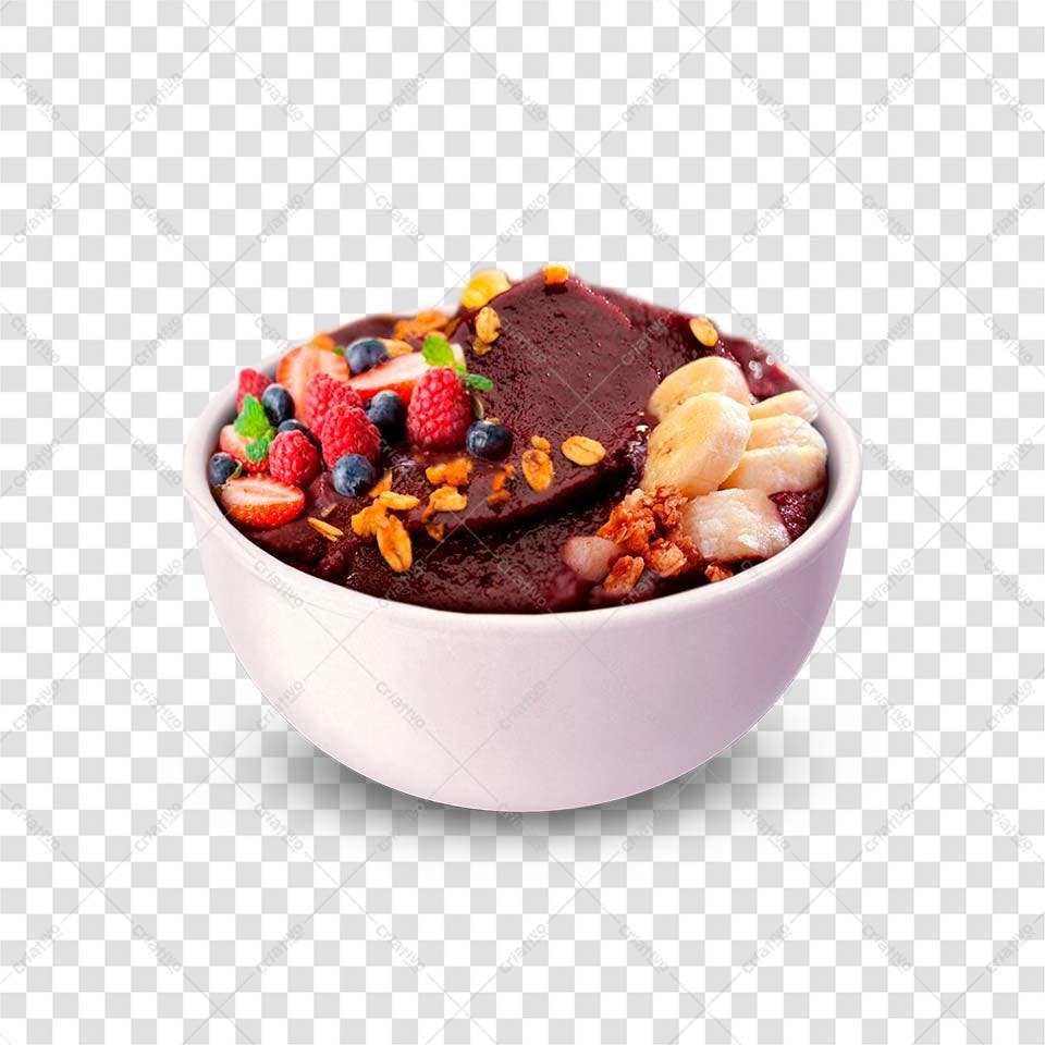Banner Açai Bowl frutas PNG com fundo transparente
