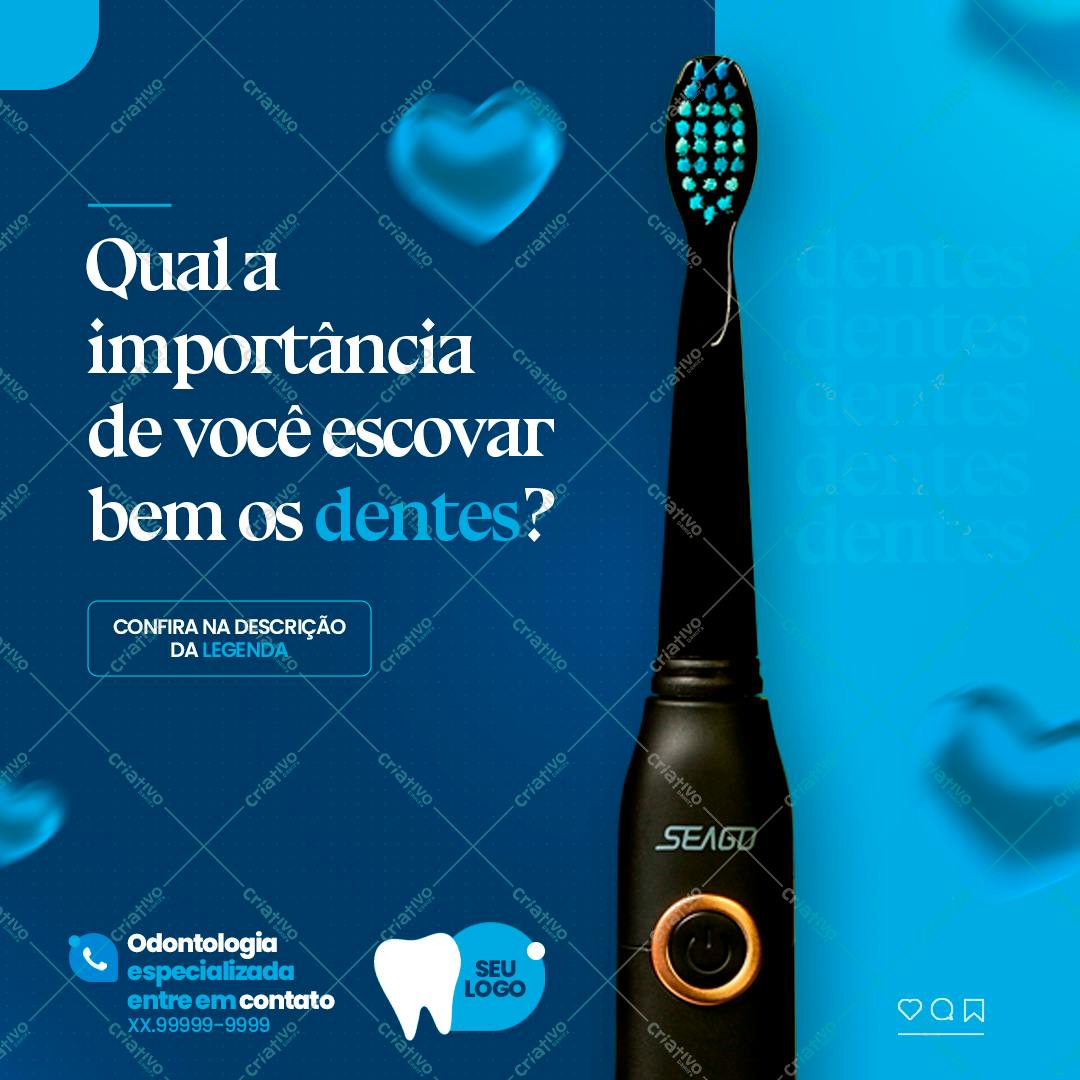 Post para Redes Sociais Higiene Bucal PSD Editável
