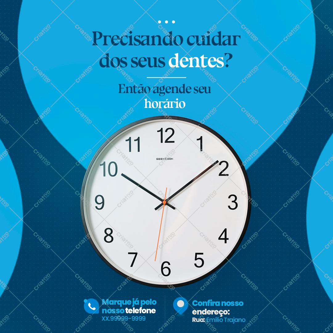 Post para Redes Sociais Horário de Consultório Odontológico PSD Editável