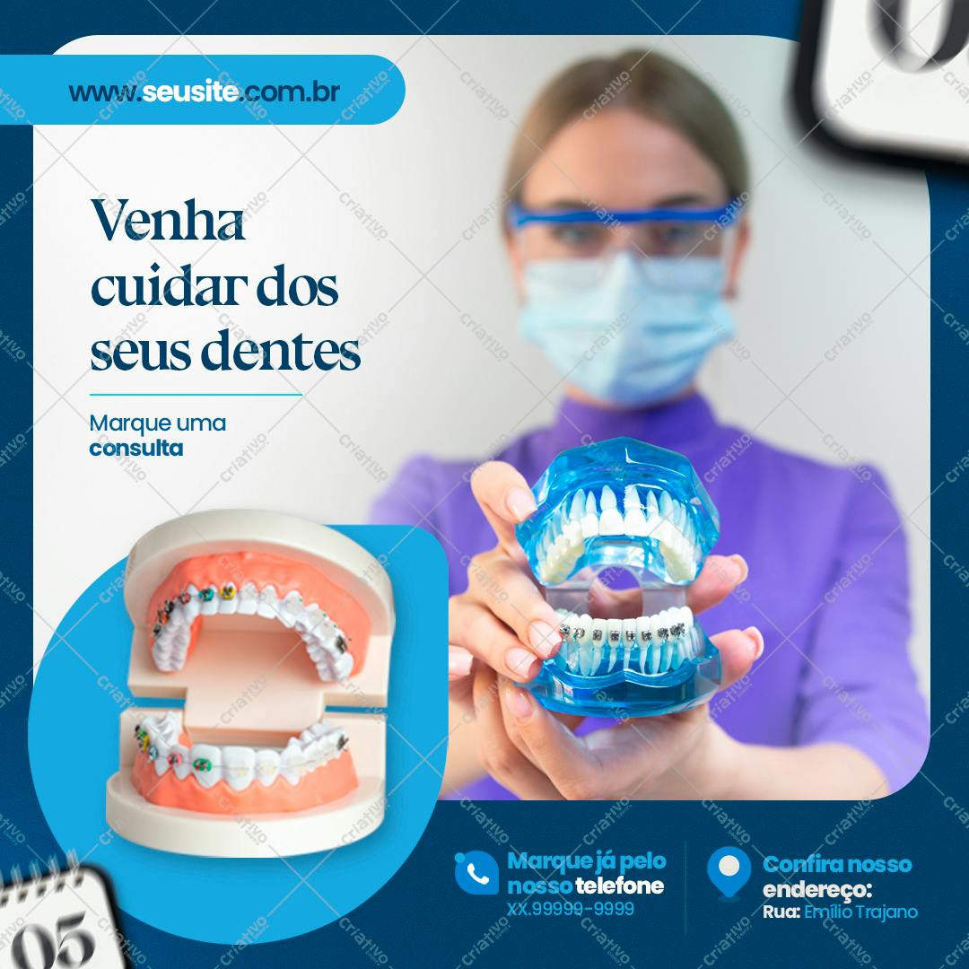 Post para Redes Sociais Odontológico PSD Editável