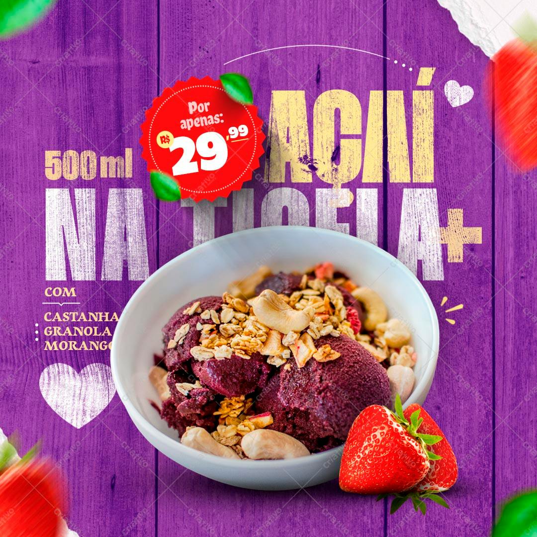 Cardápio Açaí na Tigela PSD Editável