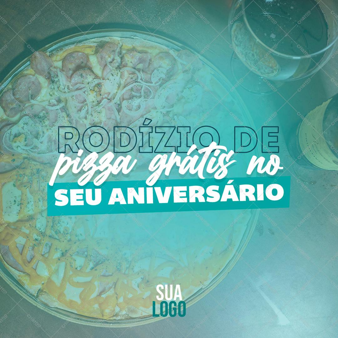 Post para Redes Sociais Rodízio de Pizza Grátis PSD Editável