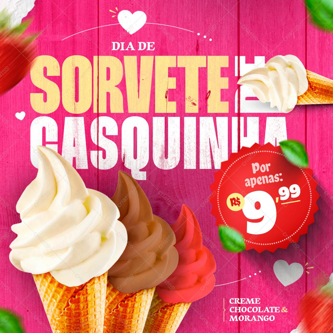 Template Dia do Sorvete Casquinha PSD Editável