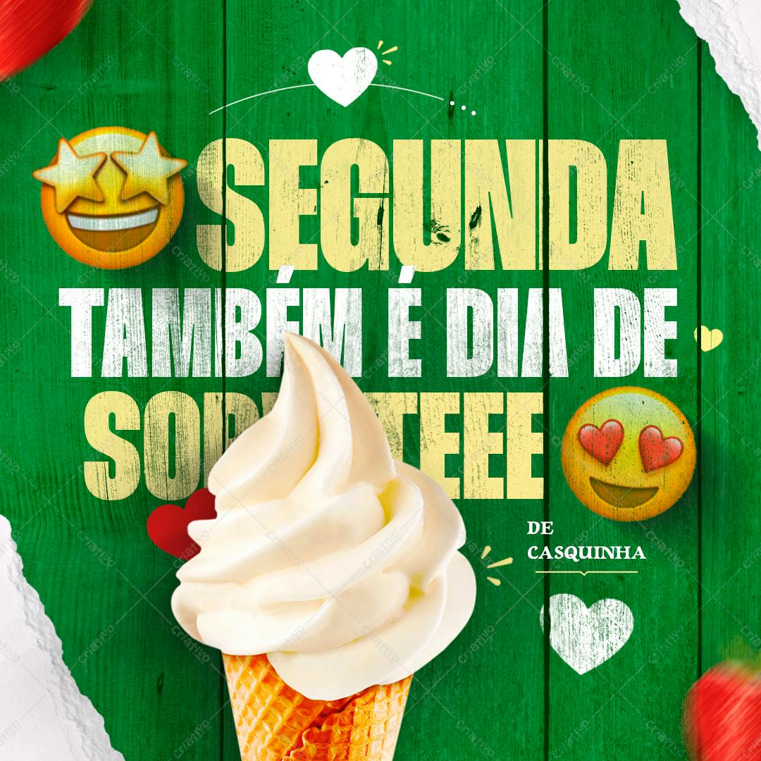 Post para Redes Sociais Dia de Sorvete PSD Editável