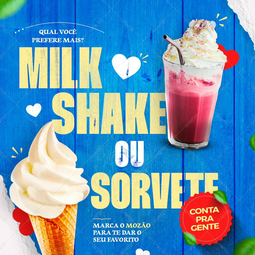 Banner para Redes Sociais Milk Shake ou Sorvete PSD Editável