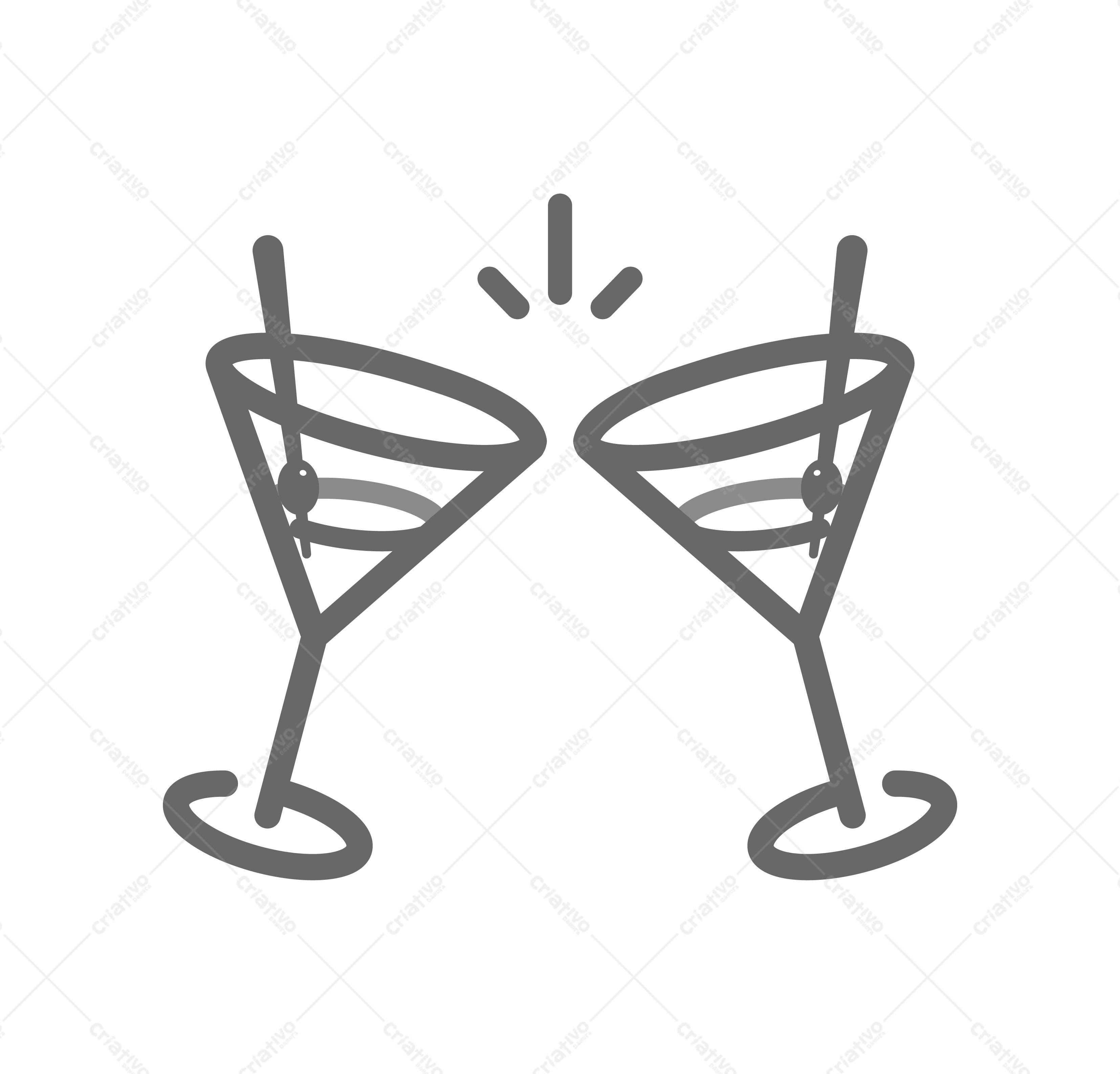 Ilustração Vetorial de Brindes Cinza Monoline