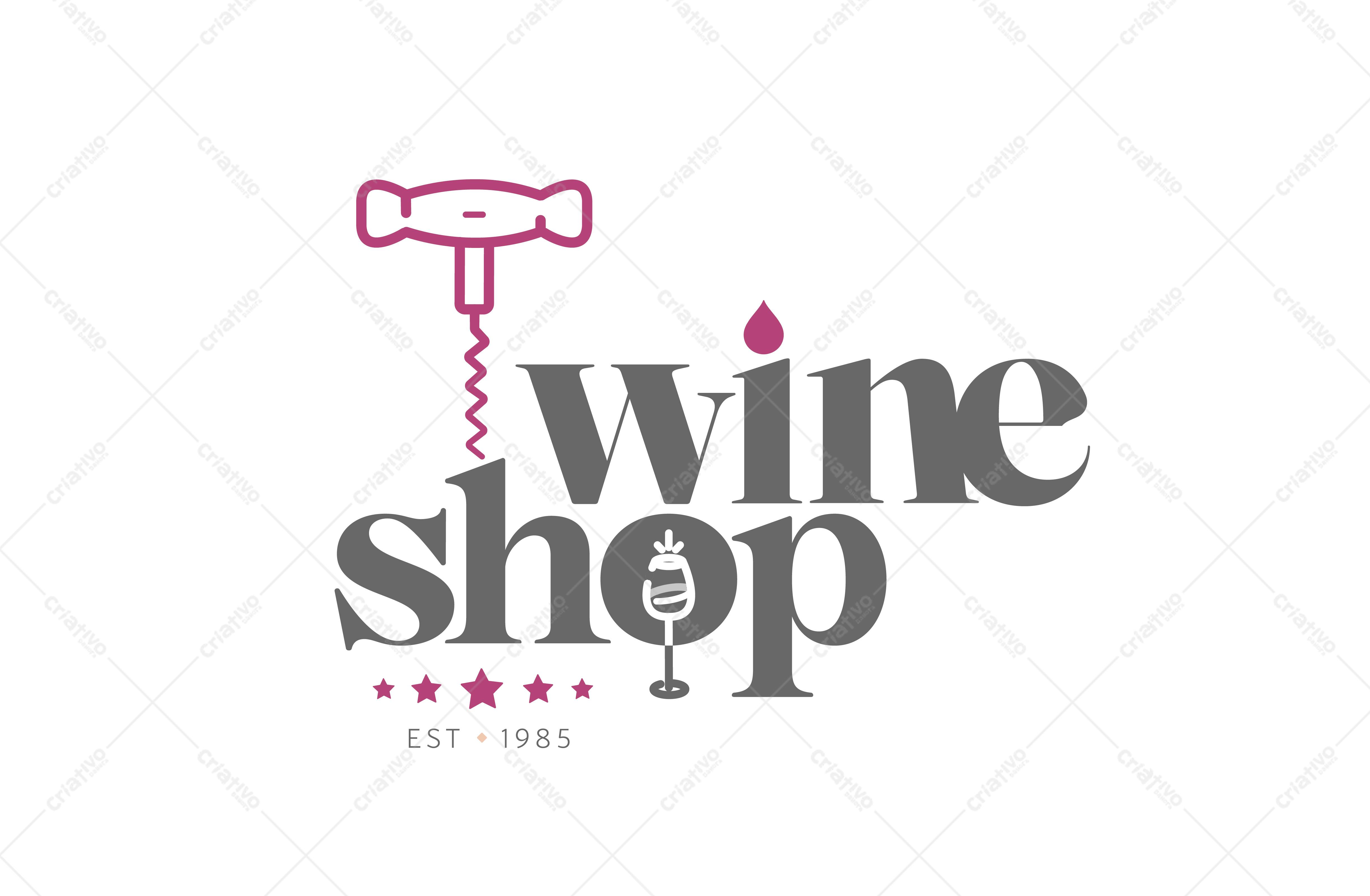 Logotipo vetorial Wine Shop estilo minimalista