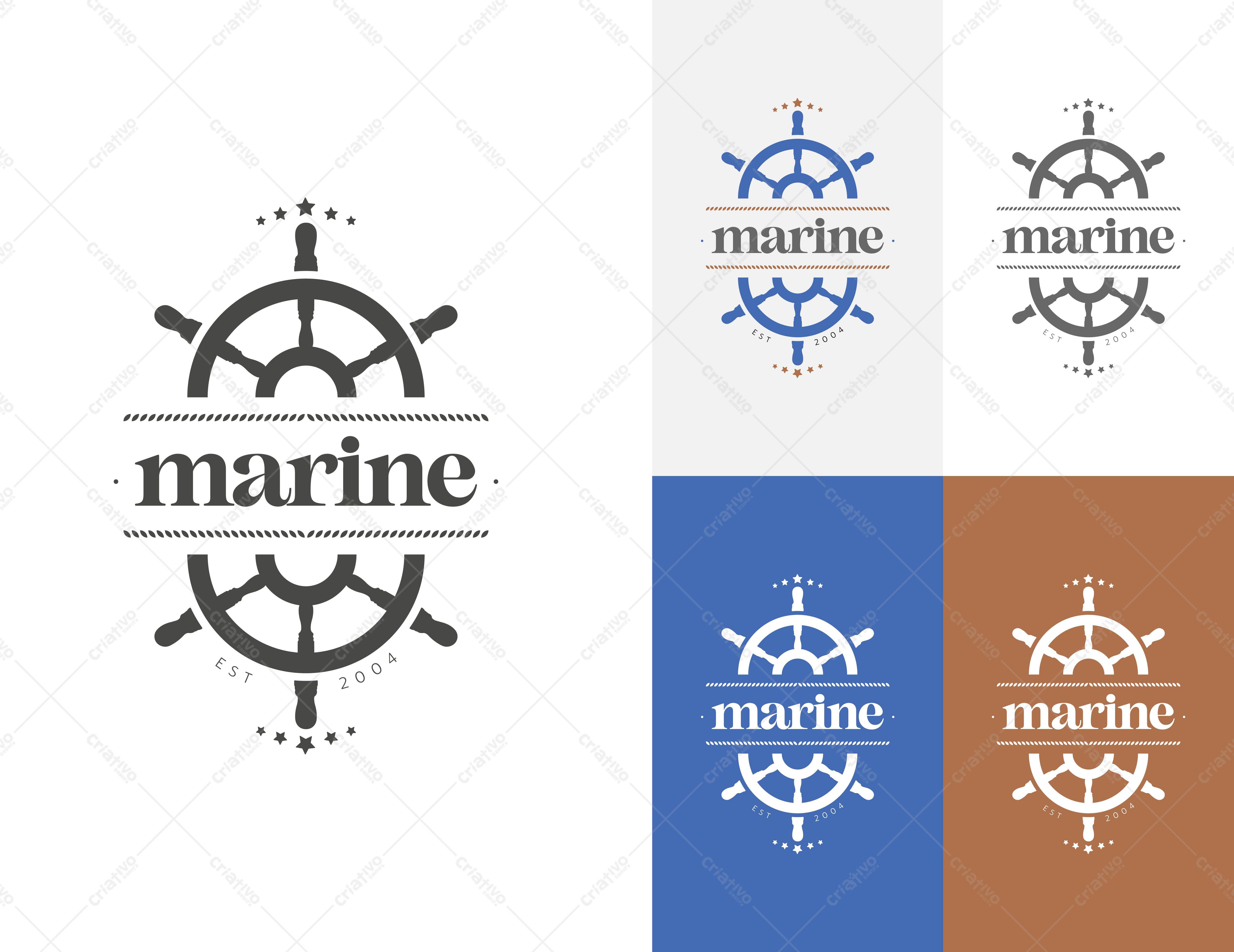 Logotipo vetorial de leme náutico vintage