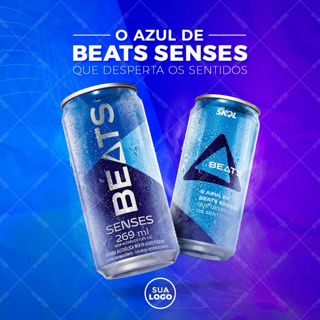 Mockup de Lata de Bebida Beats Senses PSD Editável