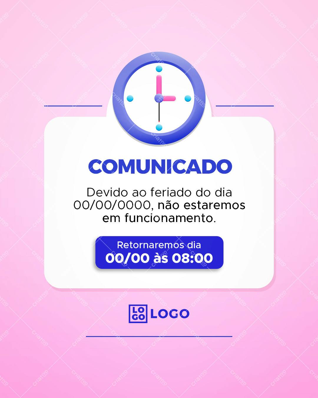 Comunicado de Feriado PSD Editável