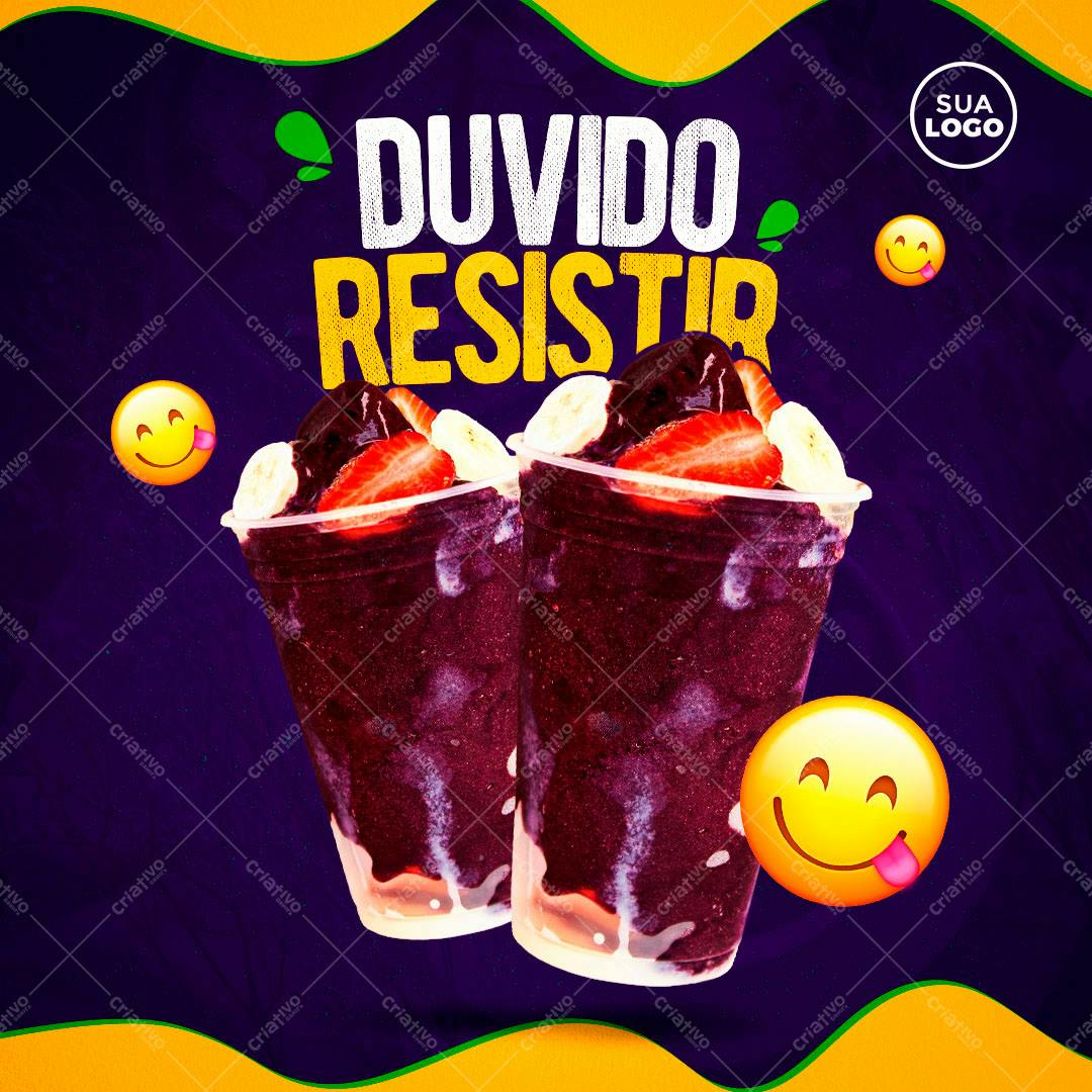 Template de Post para Redes Sociais Açaí PSD Editável