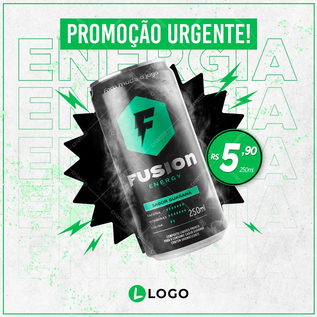 Template de Redes Sociais para Promoção de Energético PSD Editável