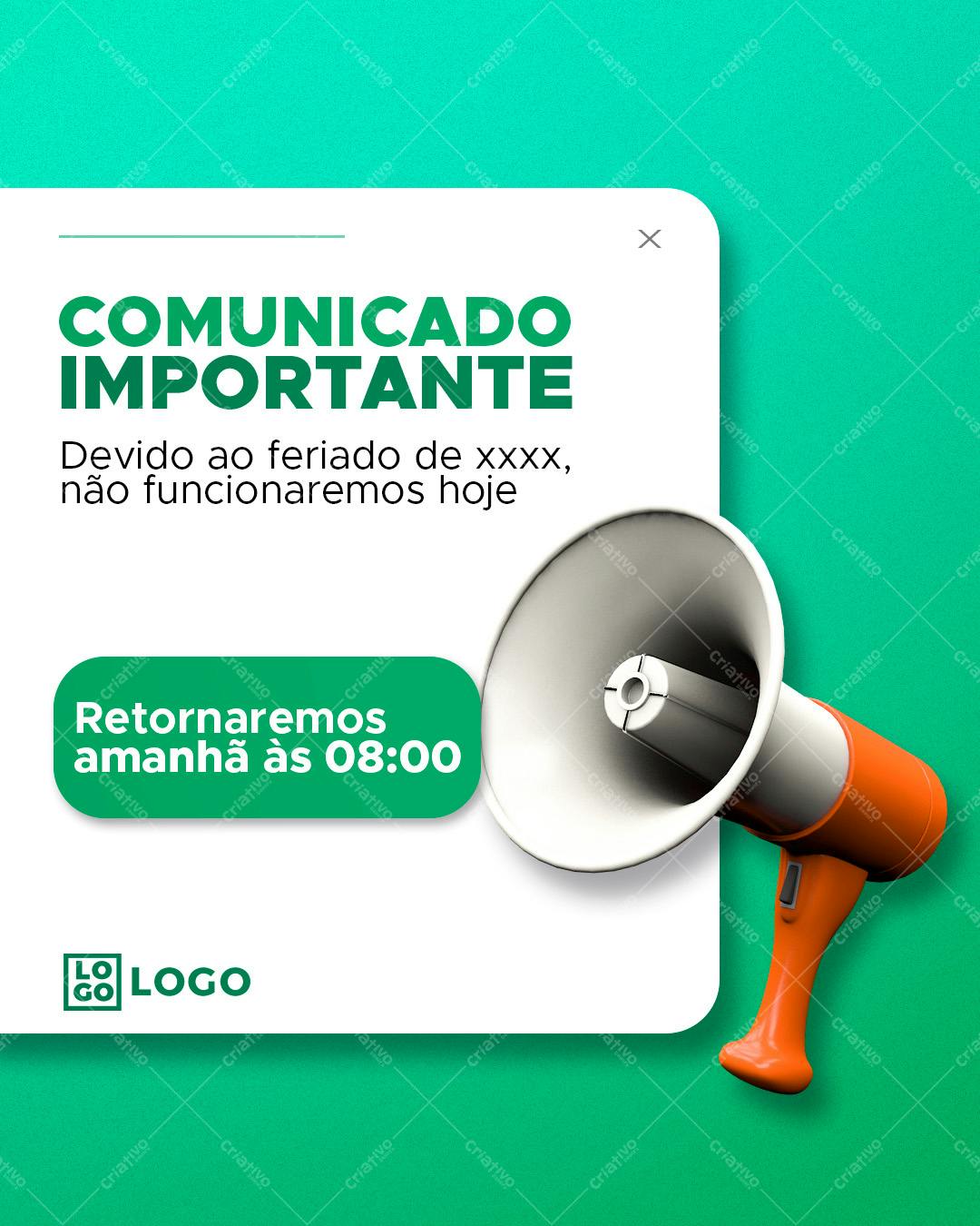 Post para Redes Sociais Feriado PSD Editável