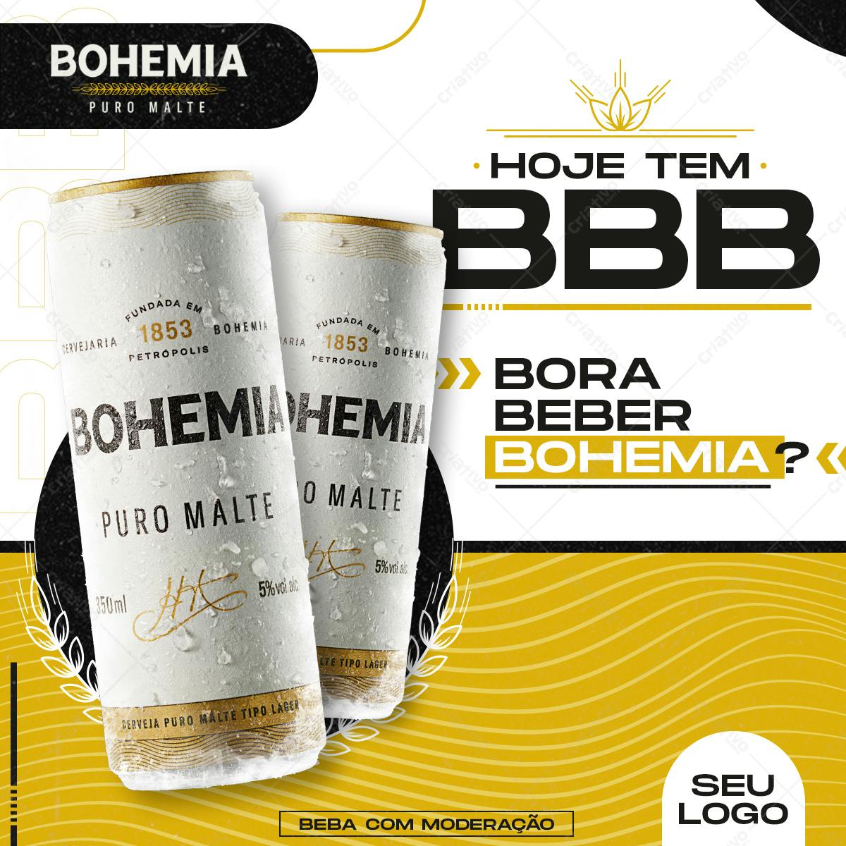 Template de Post para Redes Sociais Cerveja PSD Editável