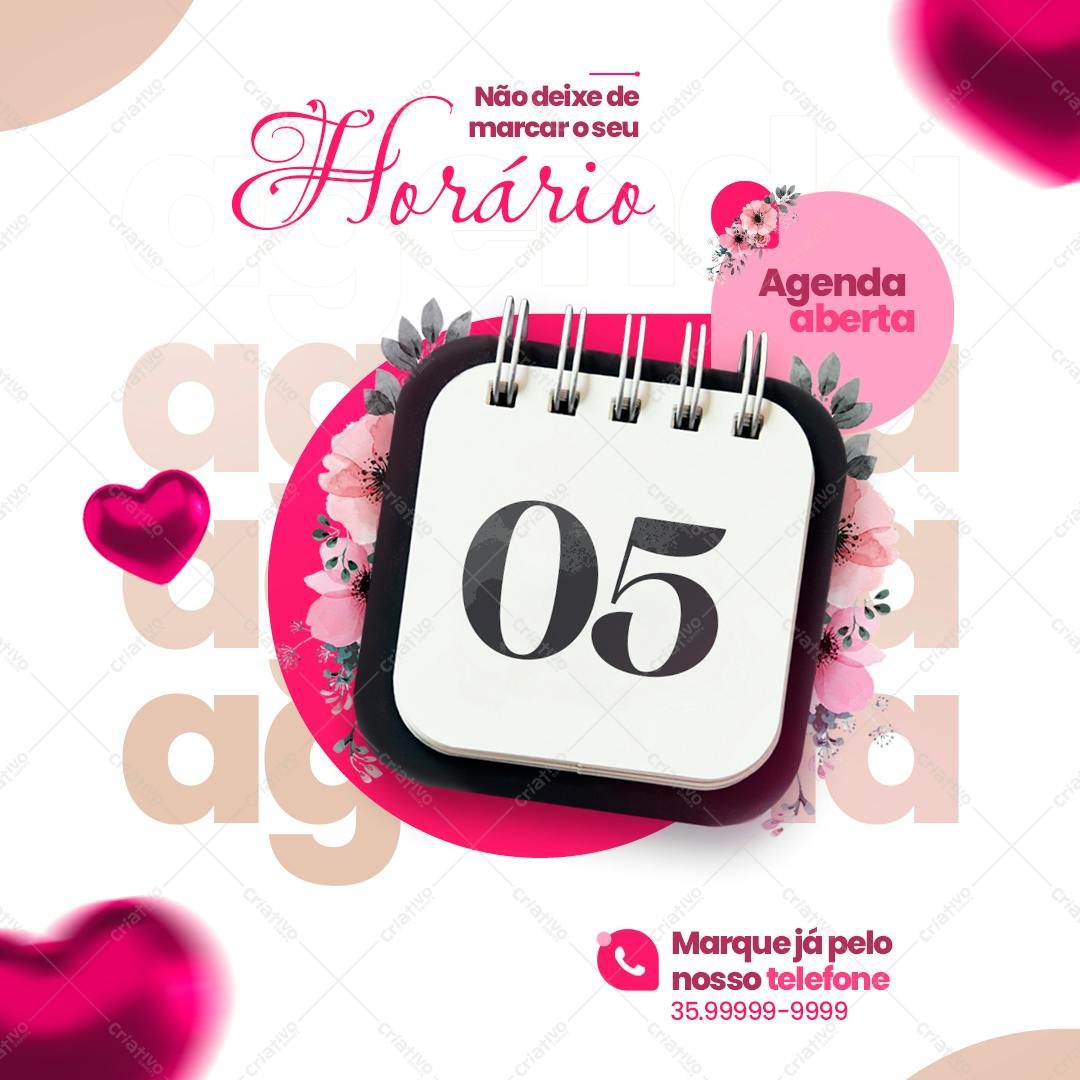 Calendário para Agendamento PSD Editável