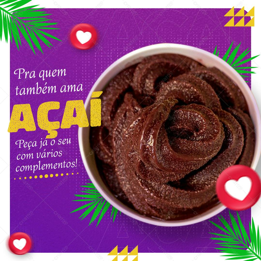 Post para Redes Sociais Dia do Açaí PSD Editável