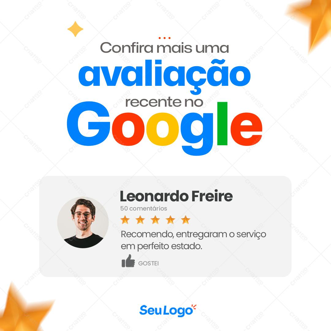 Post para Redes Sociais Google avaliação PSD Editável