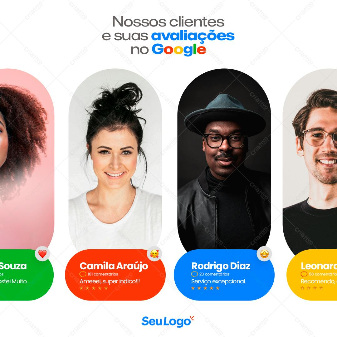 Post de Avaliações Clientes Google PSD Editável
