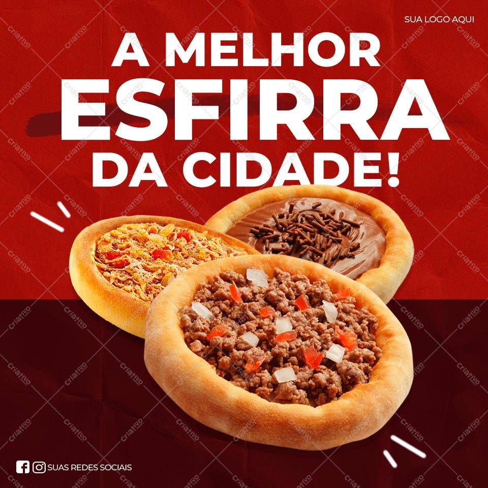 Template de Mídia Social para Esfiha PSD Editável