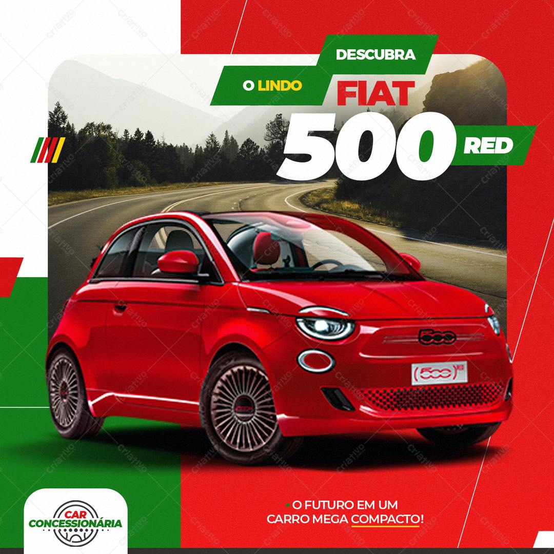 Banner Fiat 500 Vermelho PSD Editável