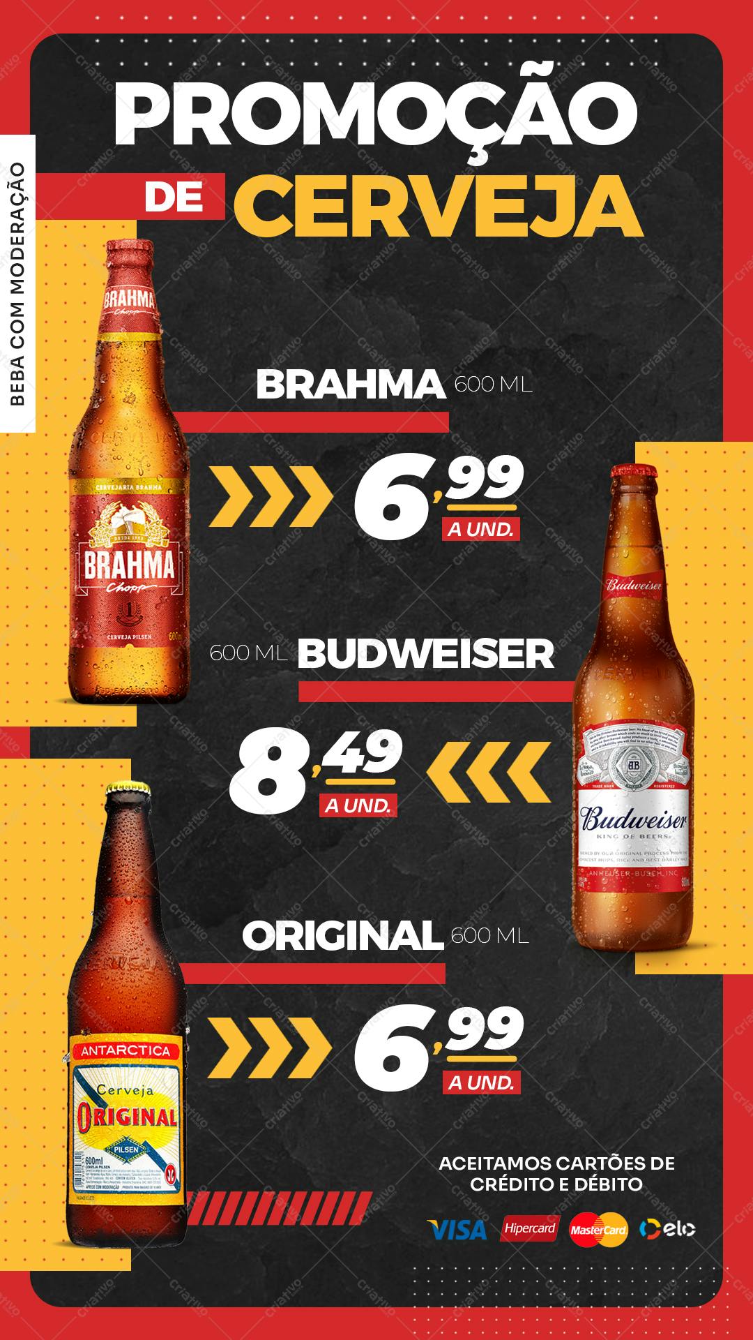Cartaz Promoção Cerveja Brahma, Budweiser e Antarctica PSD Editável