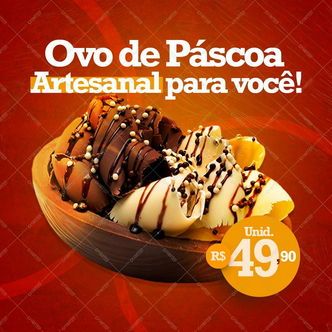 Template de Embalagem para Ovo de Páscoa Artesanal PSD Editável